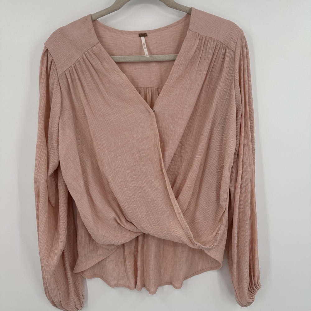 Free People Blush Pink Wrap Blouse